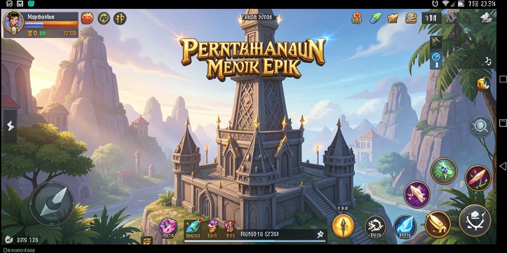 Tampilan gameplay menara pertahanan yang menegangkan dan strategis.