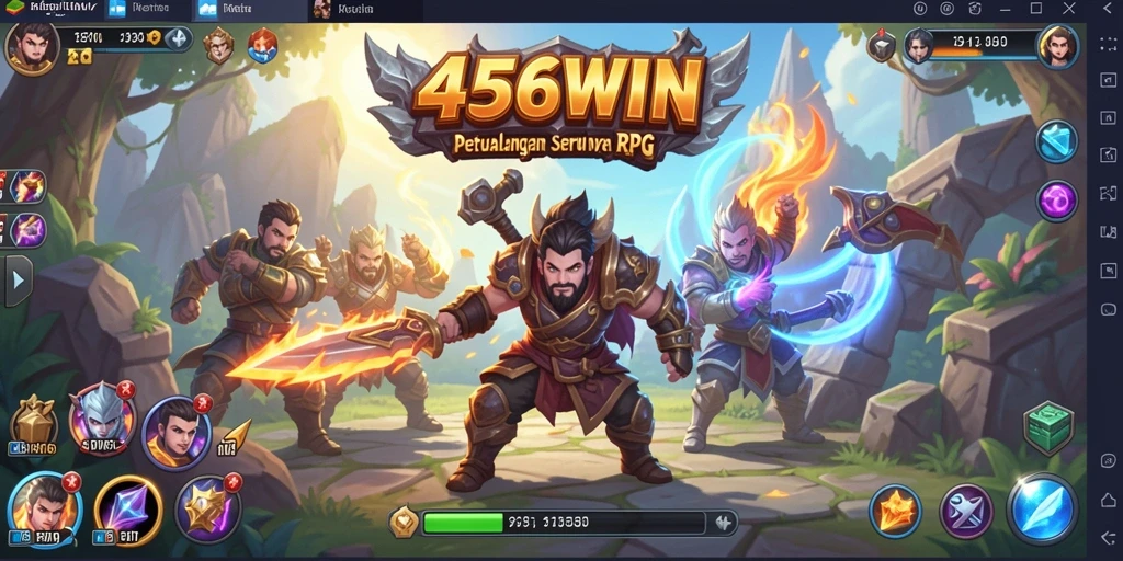 Screenshot 456WIN menampilkan aksi pertarungan seru dalam RPG.