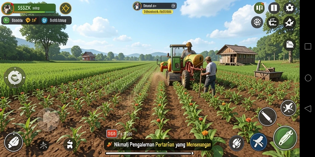 Screenshot utama 555ZK menampilkan gameplay pertanian yang seru dan interaktif.