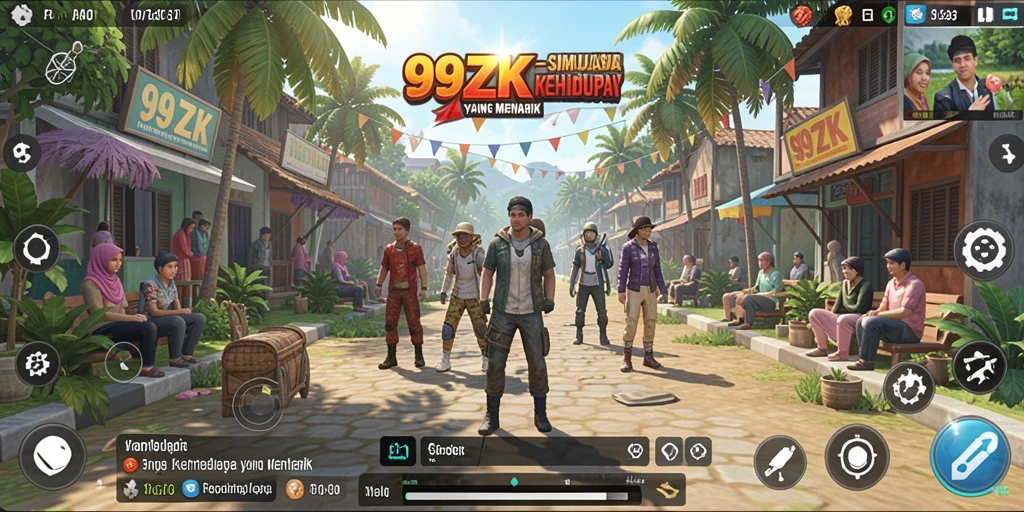 Tampilan gameplay 99ZK dengan karakter dan interaksi yang kaya.