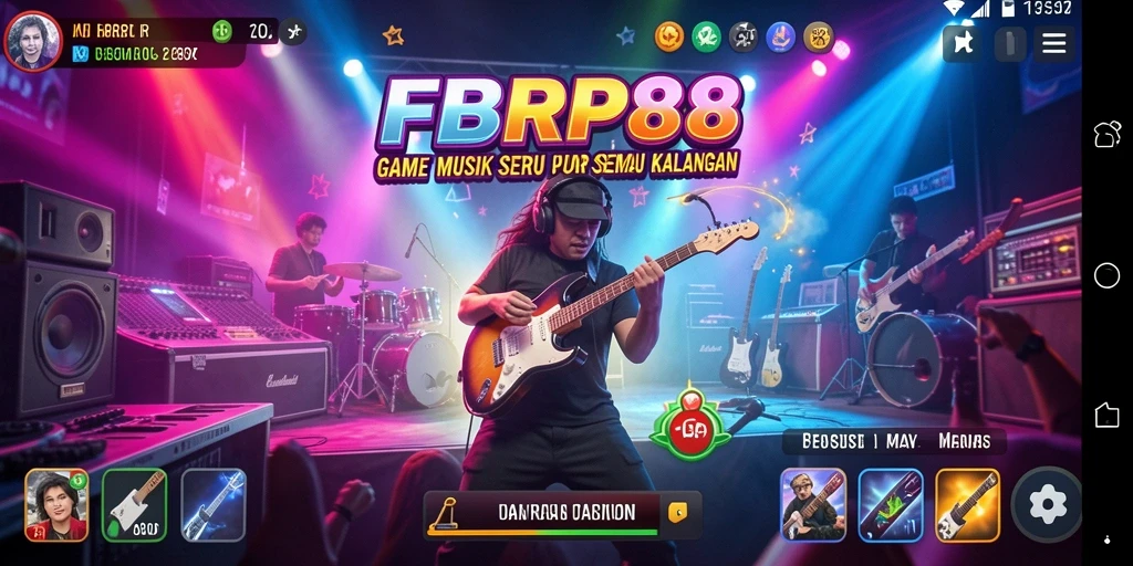 Screenshot gameplay menunjukkan para pemain menyanyi dengan penuh semangat.