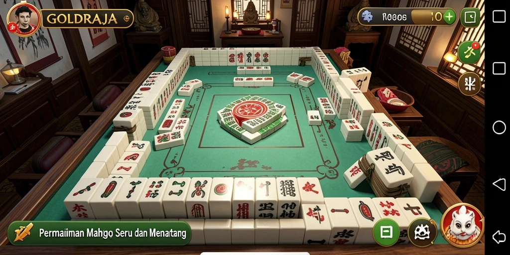 Tangkapan layar gameplay GOLDRAJA menunjukkan aksi seru Mahjong.