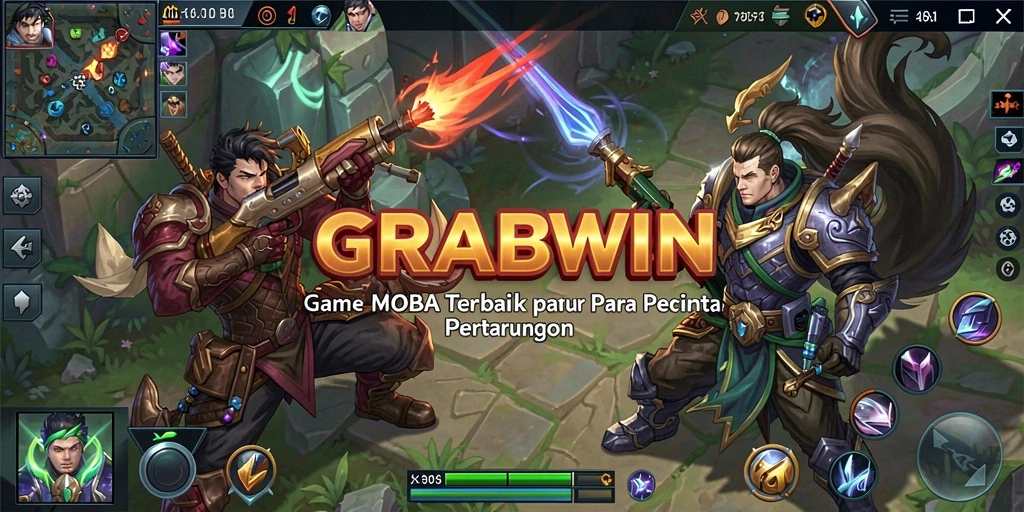 Screenshot gameplay GRABWIN menampilkan pertarungan seru.