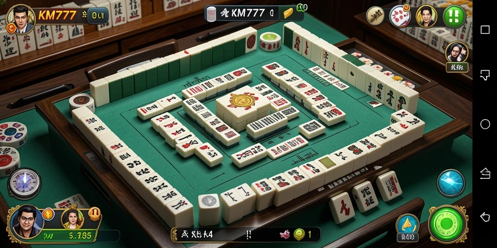 Screenshot gameplay KM777 menampilkan level Mahjong yang menarik.