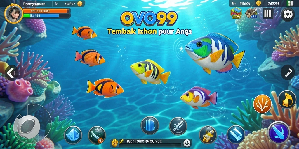 Screenshot OVO99 menampilkan aksi menembak ikan yang seru.