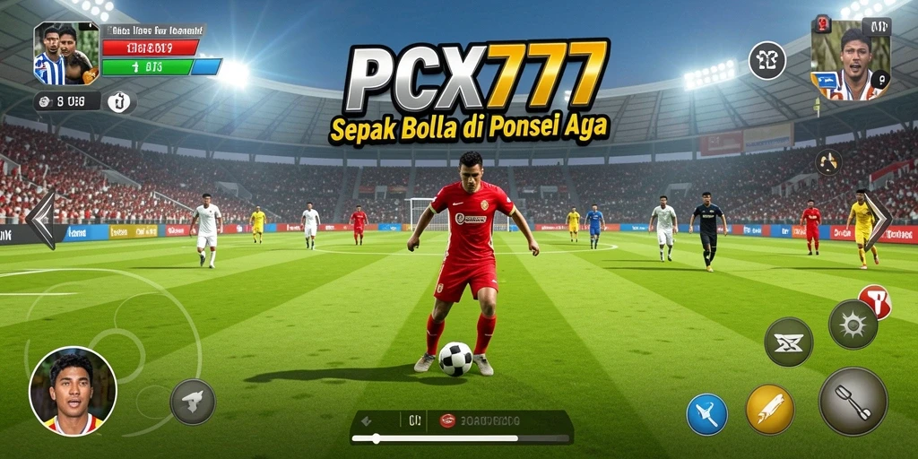Tampilan gameplay seru dari PCX777 dengan aksi sepak bola menegangkan.