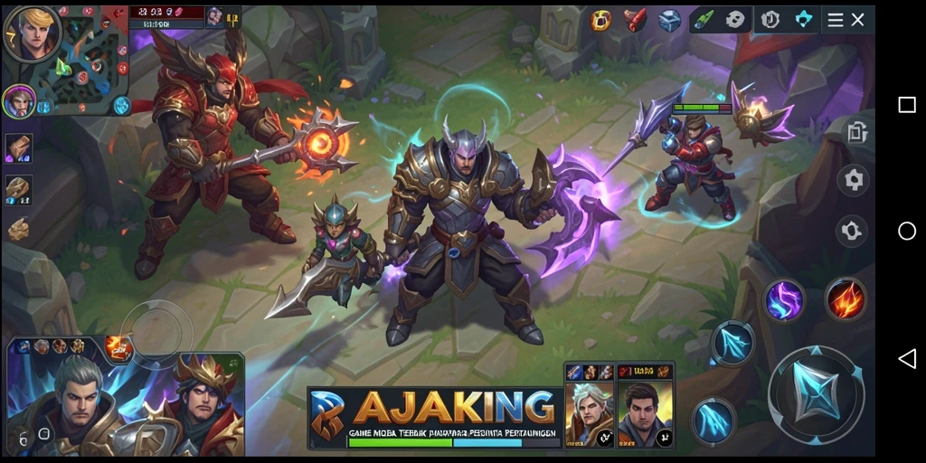 Screenshot gameplay RAJAKING yang menunjukkan serunya pertarungan MOBA.