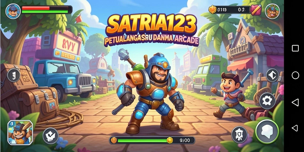 Screenshot utama SATRIA123 menampilkan aksi seru dalam permainan arcade.