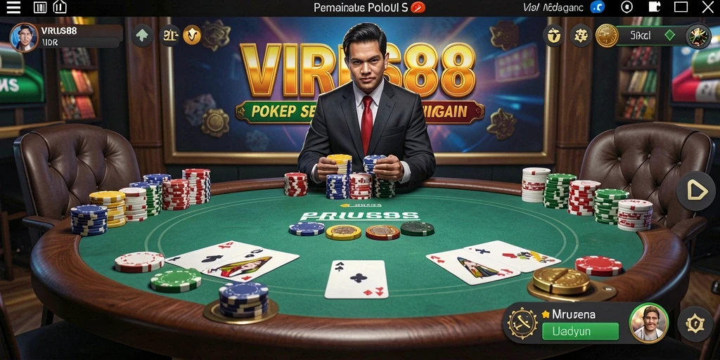 Tangkapan layar dari permainan poker menegangkan yang ditawarkan VIRUS88.