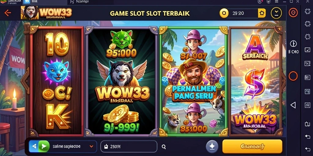 Tangkapan layar gameplay WOW33 menampilkan mesin Slot yang menarik dan interaktif.